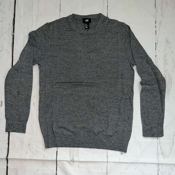 H&M Men’s Merino Wool Blend Medium Heather Gray Crew Neck sweater - Picture 1 of 5